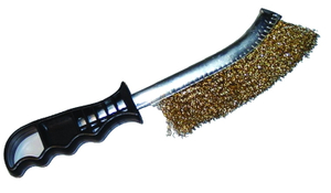 Brss plated steel wire brush with plastic handle